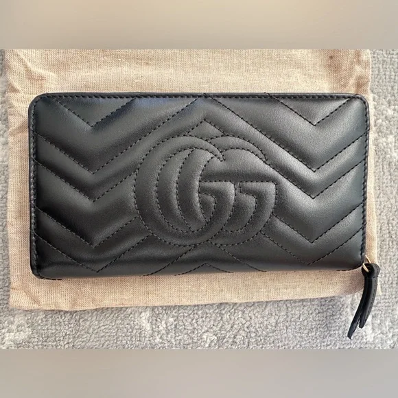 Authentic Gucci Marmont Zip Around Wallet, Black with Gold Hardware, NEW - Picture 11 of 11